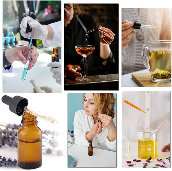 1/2 oz Glass Dropper Bottle, 15ml Amber Tincture Bottle with Dropper, Label, Leak-Proof Travel Dropper Bottles for Essential Oils, Fragrances and Concentrated Tincture Extracts (8 Pcs)