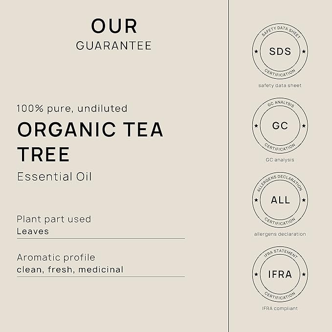 VINEVIDA Organic Tea Tree Essential Oil 16 oz - Undiluted, Pure, Vegan, and Sustainable