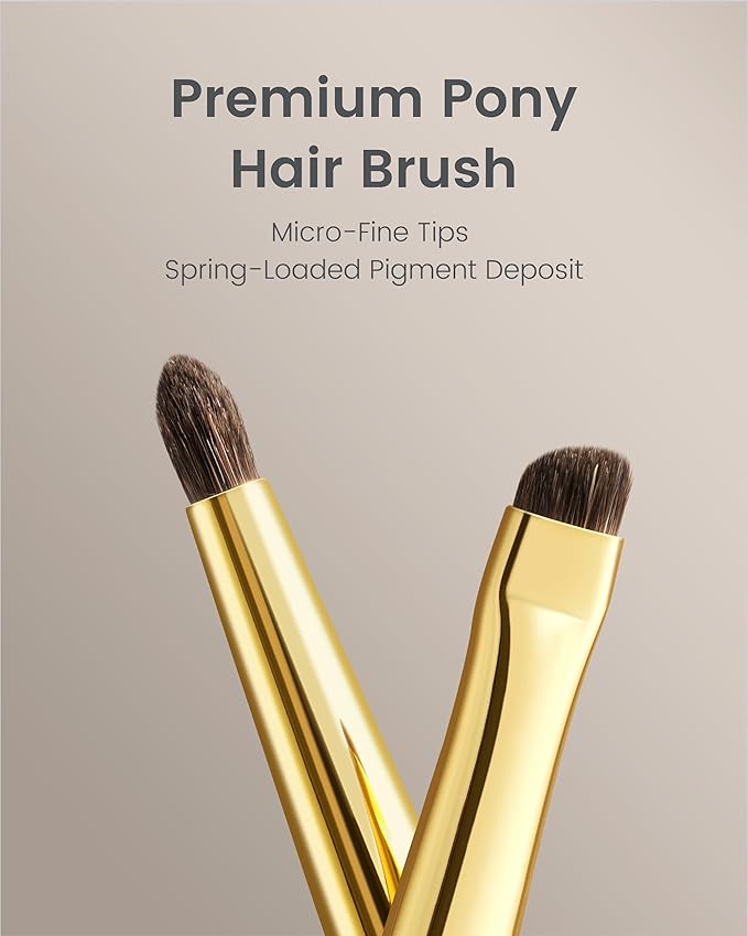 Desert Oak Series Aegyo-Sal Brush Duo - Under-Eye Highlight & Contour Set with Pony Hair, Bubinga Handle (CM175 + CM176)