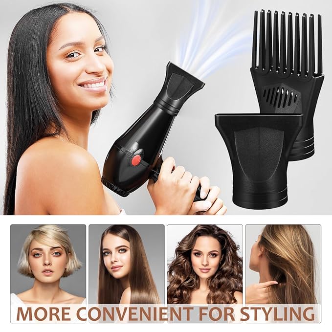 CLISPEED 2 Pcs Universal Hair Dryer Nozzle: 2 Type Hair Dryer Attachment Concentrator - Replacement Blow Flat Nozzle and Comb Attachment