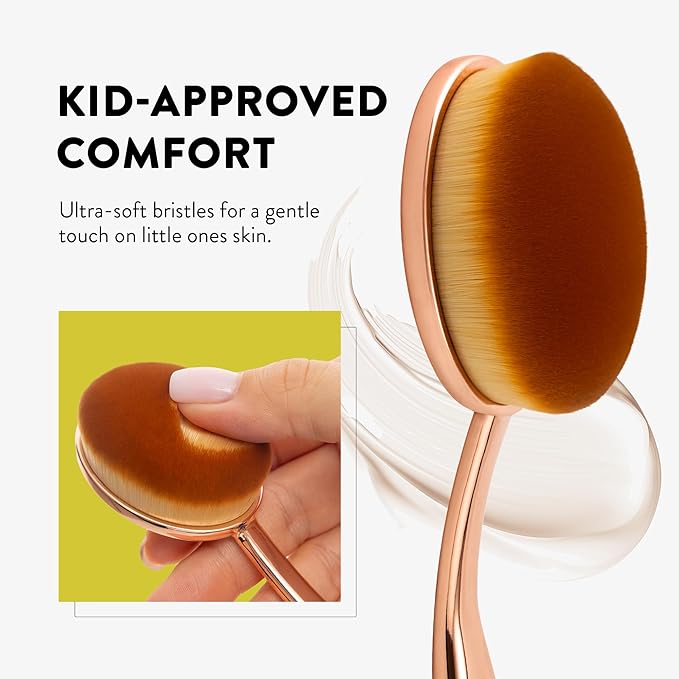 Premium Sunscreen Brush Set – Kids & Baby Sunblock Applicator with Metal Handles, Travel Bag, 2 Brushes, 2 Caps, & Cleaning Mat – Rose Gold – Mess-Free Sun Care (2 Pack) (Rose Gold)