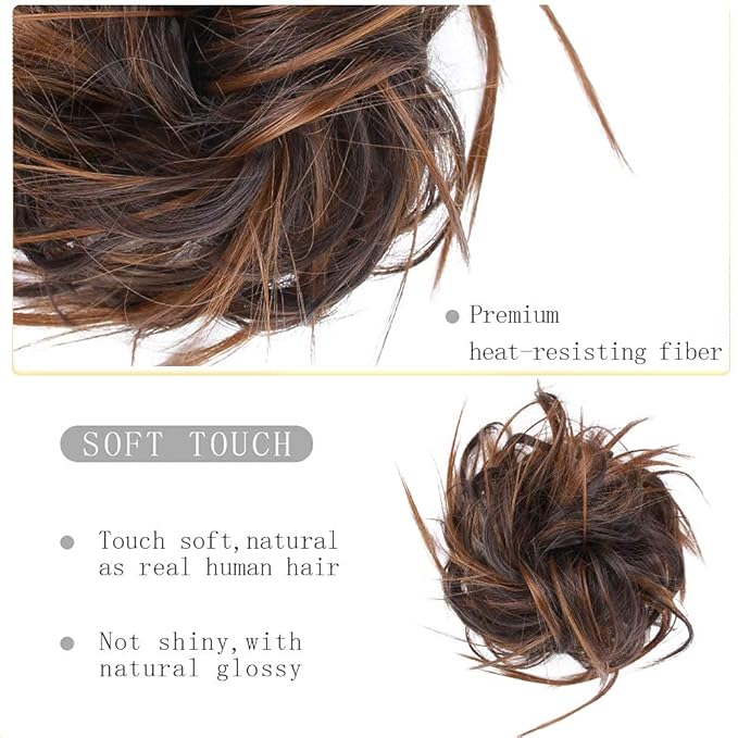 HMD Tousled Updo Messy Bun Hair Piece Hair Extension Ponytail With Elastic Rubber Band Updo Extensions Hairpiece Synthetic Hair Extensions Scrunchies Ponytail Hairpieces for Women 6AH30#