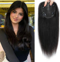 Human Hair Toppers for Women Real HairTopper with Thinning Hair 120% Density Round Shaped Swiss Base Hair Pieces 40g-Natural Black (12inch, 1B)