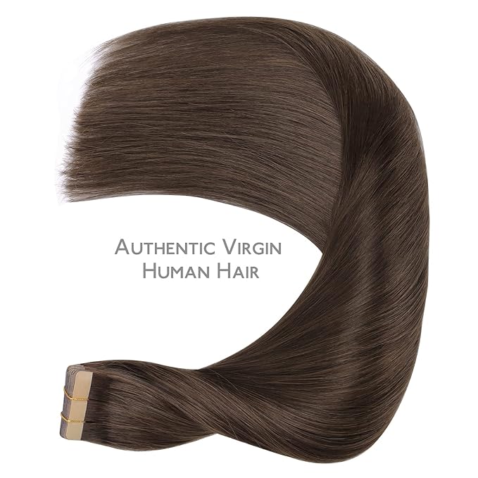 WENNALIFE Tape in Hair Extensions Human Hair, 20pcs 50g 14 inch Light Dark Brown Remy Hair Extensions Straight Human Hair Tape in Extensions Skin Weft Tape Extensions Human Hair