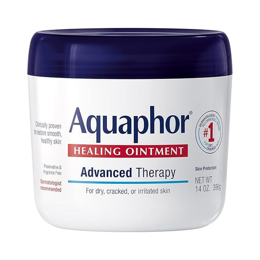 Aquaphor Healing Ointment, Advanced Therapy Skin Protectant, Multi-Purpose Healing Ointment and Body Moisturizer, For Dry, Cracked Skin, Minor Cuts and Burns, 14 Oz Jar