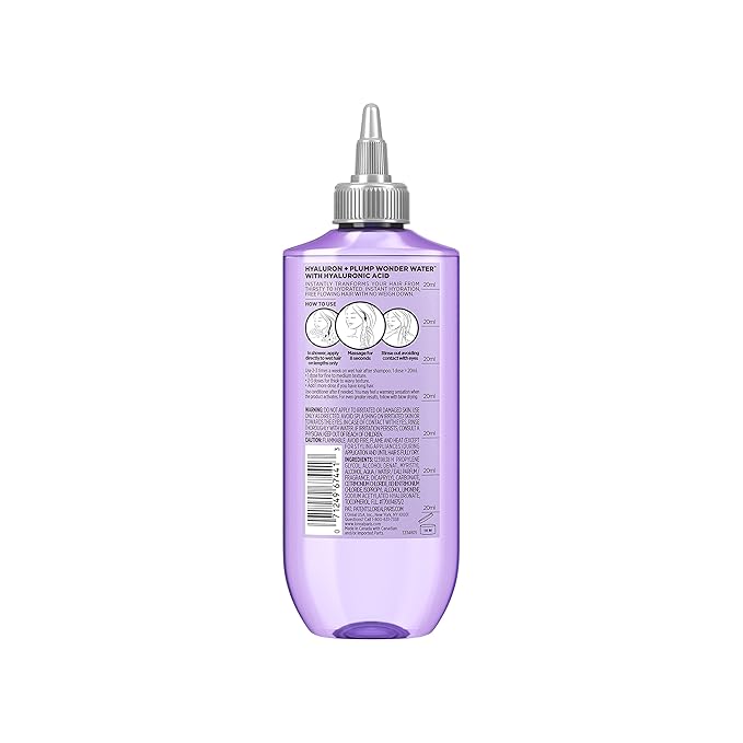 L'Oreal Paris Elvive Hyaluron Plump Flash Hydration Wonder Water Hair Rinse, 8 Second Hydrating Hair Care Treatment for Soft, Shiny Hair, 6.8 Fl Oz