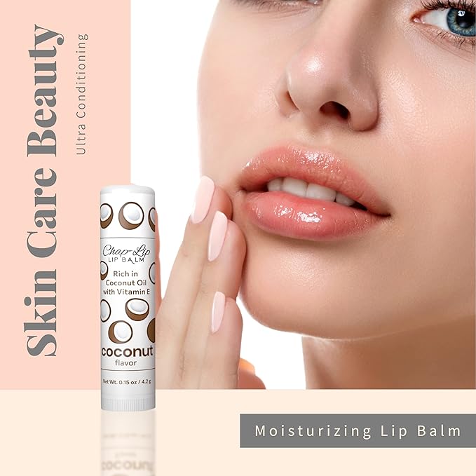 Rich in Coconut Oil & Vitamin E - Moisturizing, Ultra Conditioning & Hydrating - Total Lip Moisturizer & Lip Therapy Treatment - Happy Holidays 6 Flavor Assortment, 48 Count