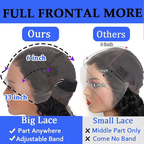 34 Inch Deep Wave Human Hair Lace Front Wig - 13x6 HD Lace Frontal, 200 Density, Pre-Plucked With Baby Hair