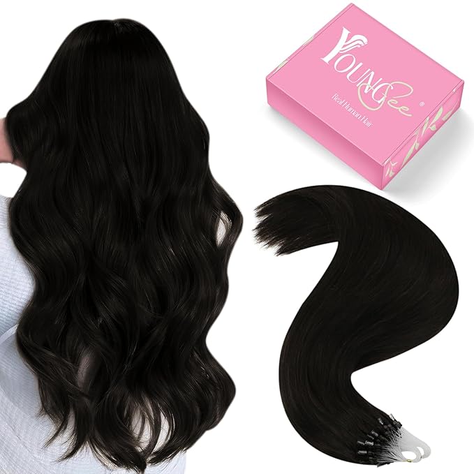 YoungSee Micro Link Hair Extensions Human Hair Dark Brown Microbead Hair Extensions Human Hair Brown Micro Bead Hair Extension Real Human Hair Dark Brown 16In Beaded Hair Extension 50s 50g Remy Hair