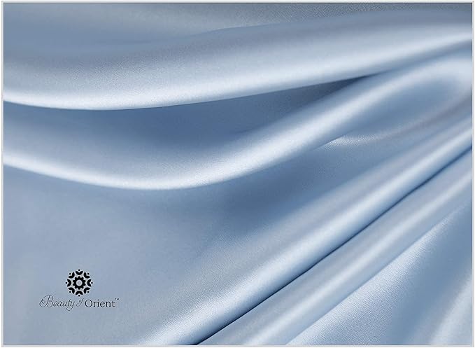 19 Momme Premium Mulberry Silk Pillowcase for Hair and Skin | Handcrafted Hypoallergenic & Anti-Acne 100% Silk Pillow Cases with Zipper | Queen - 20" x 30", Frosty Blue