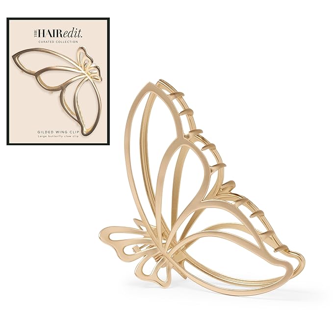 The Hair Edit Gilded Wing Clip – Large Chic Gold Metal Hair Clip for Women, Hair Accessory for Styling & Everyday Wear, Clip For Medium,Thick or Curly Hair, Ideal Gift For Women, Perfect for Updos