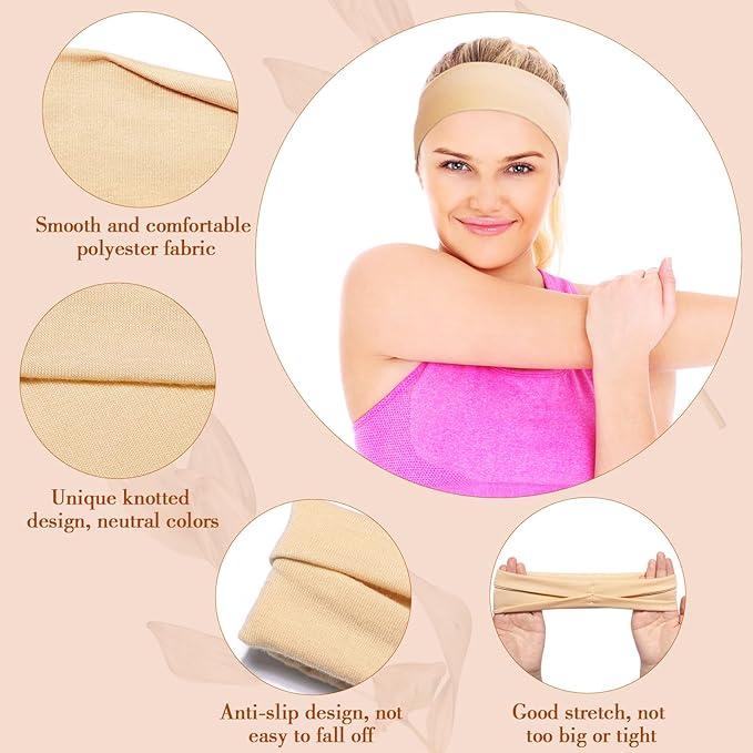 obeoby Headbands for Women, 8 Pack Wide Stretchy Headbands for Daily Use Sport Yoga Running, Stocking Stuffers for Women