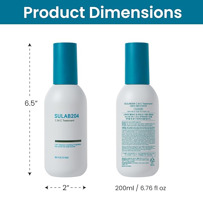 SULAB204 C.M.C Treatment – Scalp & Hair Nourishing Treatment with 17 Amino Acids, Hydrolyzed Keratin & Collagen, Spider Polypeptide, Salon-Quality – Made in Korea – 200 ml / 6.76 fl oz