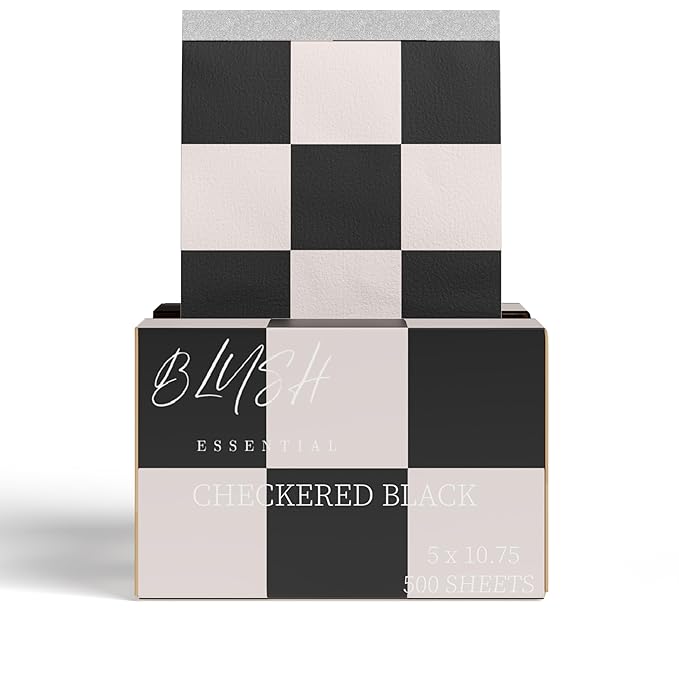 Checkered Black Hair Foils for Highlighting and Coloring - Aluminum Foil Sheets, Salon Hair Foils, 5"x10.75", 500 Foil Sheets for Professional Hair Stylists