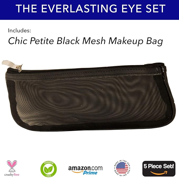 The Everlasting Eye 5 Piece Waterproof Makeup Set. Gel Eyeliner, Creme Eyeshadow, 2 brushes and Mesh Bag. Paraben-free, Talc-free, Cruelty-free. Anna/Amethyst 1206