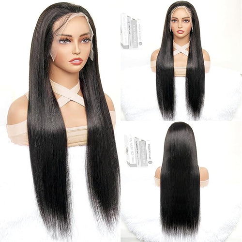 36 Inch 13x6 Lace Front Wigs Human Hair Pre Plucked Real Virgin Human Hair Wig Invisilbe Hairline Tiny Knots 230 Density Straight HD Lace Frontal Wigs 3X Longer Lifespan