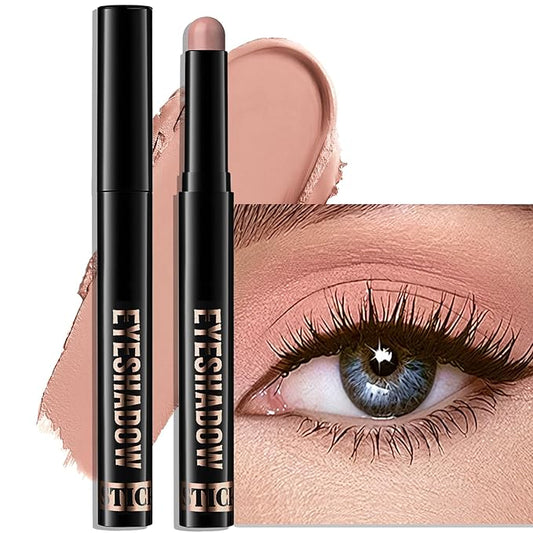 Eyeshadow Stick Medium Warm Brown, Matte Cream Eye Shadow Stick Waterproof Neutral Eyeliner Brightener Pencil Long-Lasting Eye Highlighter Makeup for Older Women Easy to Use High Pigmented