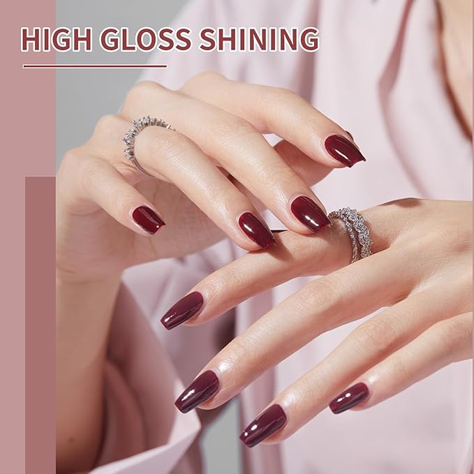 JODSONE 10ml Nude Pink Gel Nail Polish Set 6Colors Long Lasting Neutral Brown Red Purple Nail Polish Lacquer Glossy Art for Nail and Salon Need U V Lamp