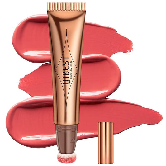 Mysense Liquid Blush Beauty Wand,Gel Cream Blush Stick with Sponge Tip,Blendable Smooth Face Shaping Blush Pen Matte Finish,Lightweight Long Lasting Face Makeup for Cheek Lip,#03 Blush Wand-Cheery Red