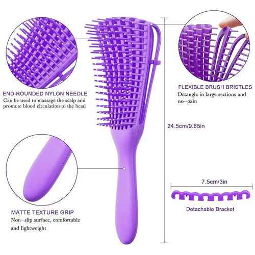 2 Pieces Detangling Brush for Afro America/African Hair Textured 3a to 4c Kinky Wavy/Curly/Coily/Wet/Dry/Oil/Thick/Long Hair, Knots Detangler Easy to Clean (Black, Purple)