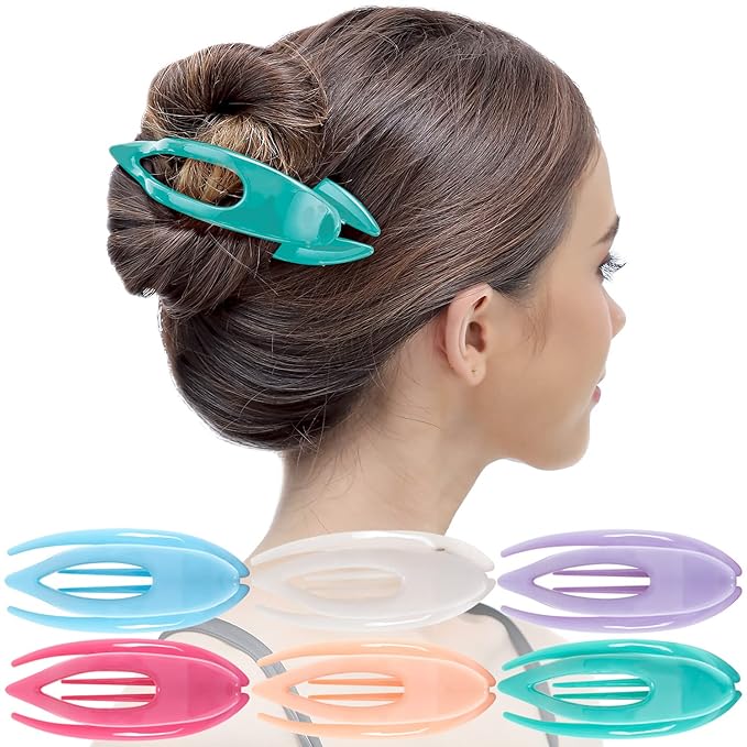 RC ROCHE 6 Pcs Flat Hair Clips Big Claw for Thick Hair French Duckbill Women No Slip Side Slide Curved Alligator Concord Strong Grip Hold Volume Lay Down Clamp, Small Pastel Multicolor