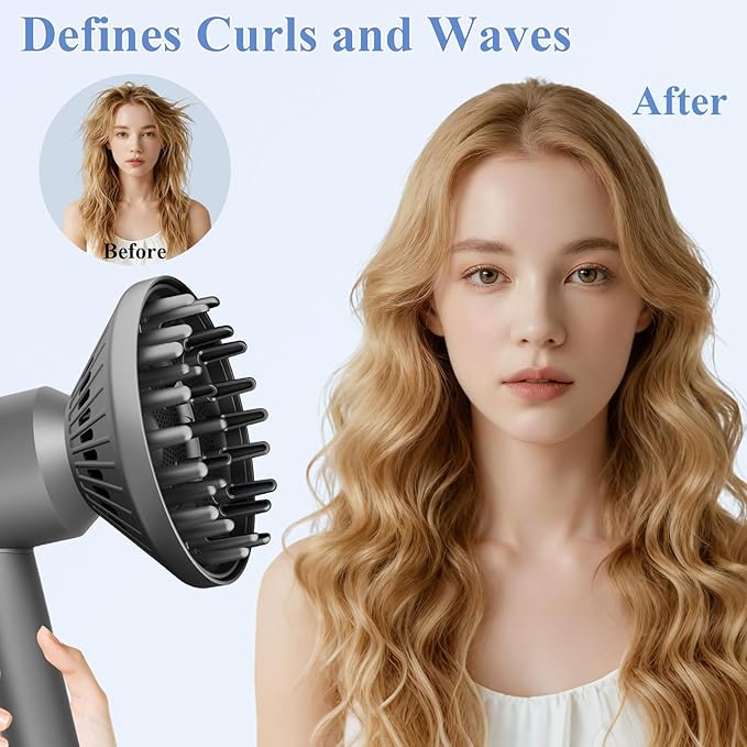 6-Inch Diffuser Attachment for Dyson Hair Dryers, Curl-Enhancing Large Diffuser Compatible with Dyson Supersonic Hair Dryer Attachment, Faster Drying Defines Curls for Waves Curls Coils Hair