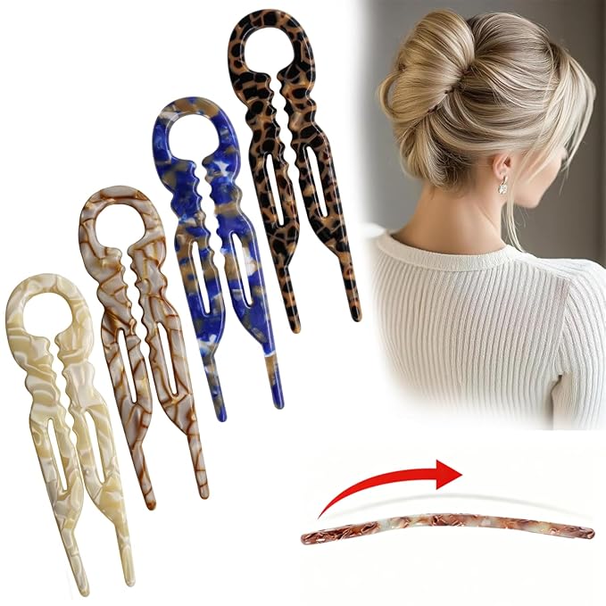 Prestige French Hair Pins - Serrated Anti-Slip Design, Curved Angle for Better Head Fit, New Elegant Hair Accessories for Women, Suitable for All Hair Types（4pcs）