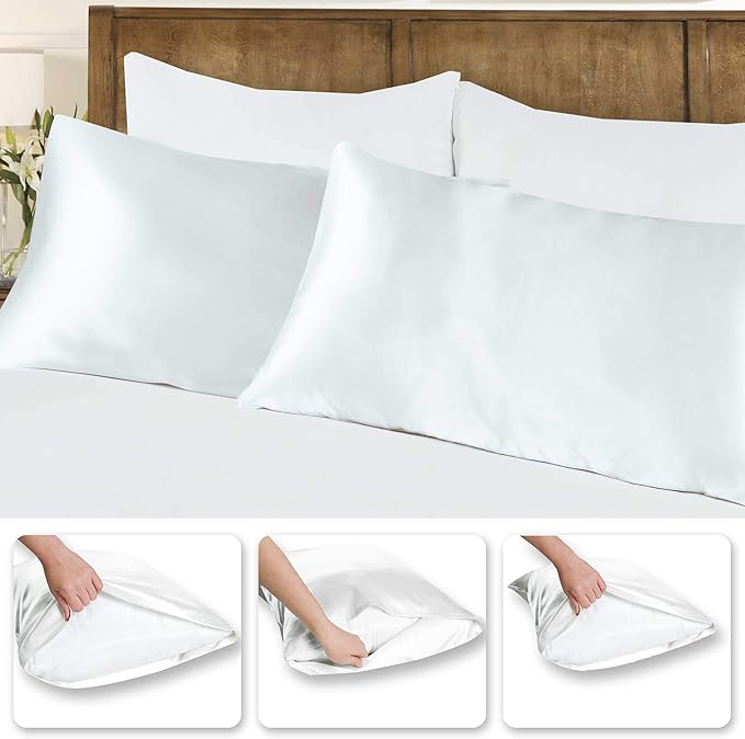 Tyfitb Satin Pillowcase Set for Hair & Skin Care – Cooling, Hypoallergenic, Anti-Frizz, Wrinkle-Free – Soft, Luxurious Pillowcases with Envelope Closure – 2-Pack, King Size 20x36, Gift-Ready