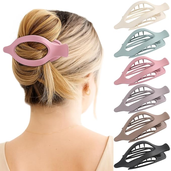 6 Packs Flat Hair Clips, Curved Claw Clips for Women Girls, Alligator Clips for Thick Thin Hair, Strong Hold Duck Billed Clips,4.7 Inch Hair Barrettes for Styling Sectioning, Christmas Gifts