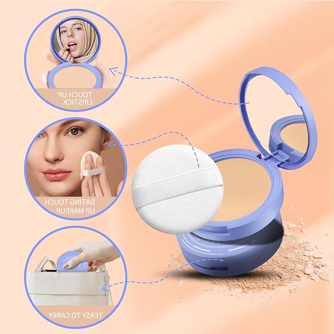 Oil Control Face Powder, Matte Smooth Setting Powder, Waterproof Long-Lasting Setting Powder, Perfect Lightweight Face Makeup For Soft Focus Finish, Minimizes Fine Lines And Pores (Pure Beige)