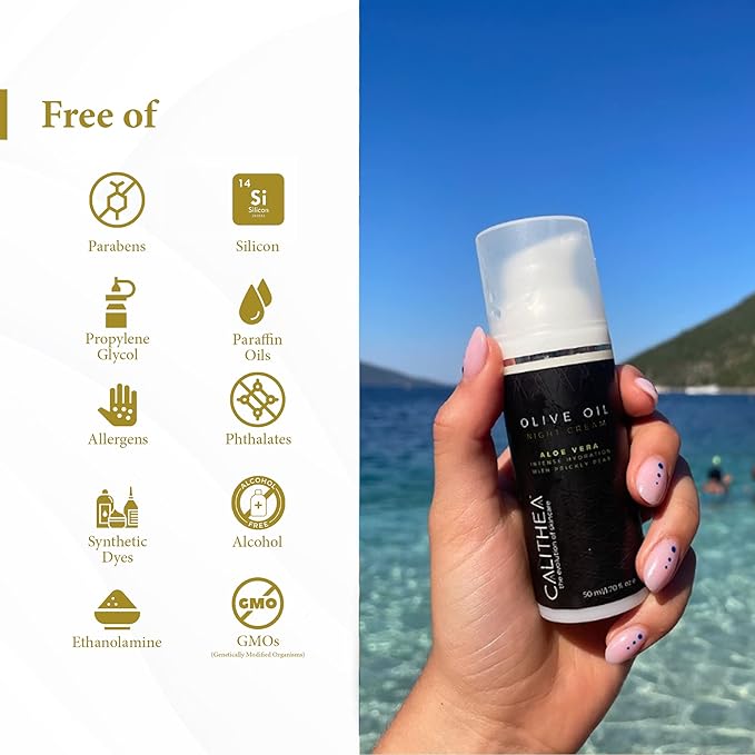 Calithea Night Cream - Moisturizing & Hydrating Face Repair Cream - Night Facial Moisturizer with Shea Butter, Elderberry, Argan Oil - Antioxidant-Rich Skin Night Cream