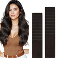 GOO GOO Genius Tape in Hair Extensions, Hand Tied Tape Weft, 2 Dark Brown, 18inch 50g 20pcs, Remy Human Hair, Seamless Invisible Tape, Natural Blend, Lightweight