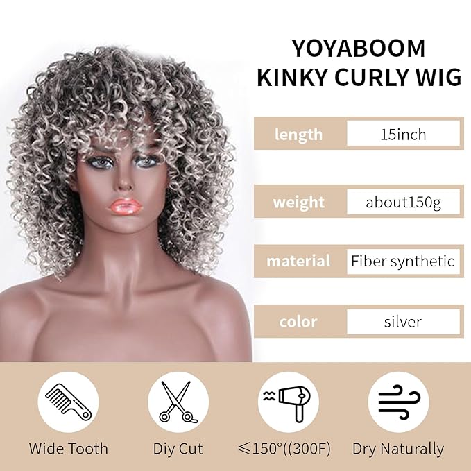 Afro Wig 15 Inch Black Women Afro Wigs African Curly Wigs Elastic Fluffy Wigs Synthetic Hair Suitable for Cosplay Daily and Party