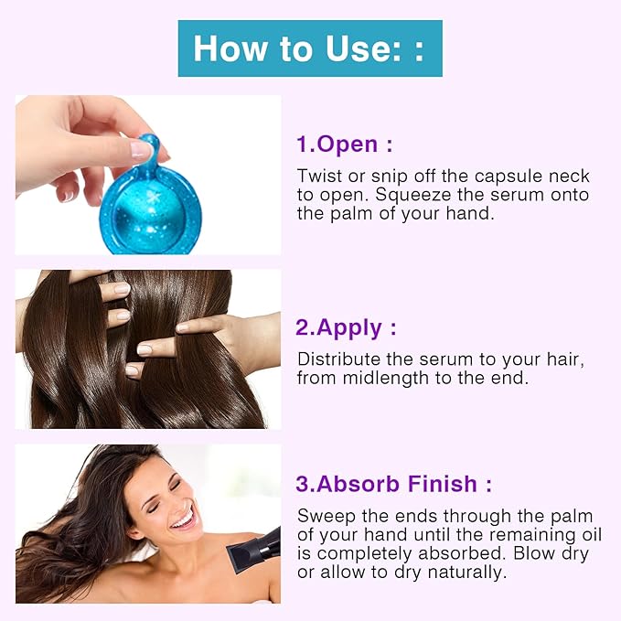 100 Capsules Styling Serum With Keratin, Treatment Oil for Frizzy Hair, Serum With Vitamins A, C, E & B5, Argan Avocado Oil for All Types, Leave-in Conditioner for Women & Men