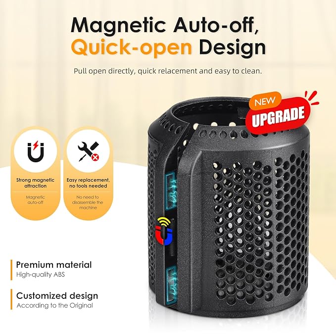 Magnetic Outer Filter Cover Compatible with Dyson Supersonic HD01 HD03 HD08 HD15 Hair Dryer Attachment, Hair Dryer Filter Cage Replacement Parts(Gray)