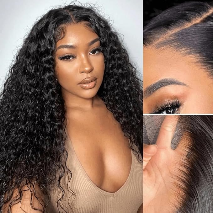 Julia Hair Bye Bye Knots Glueless Wig Curly Pre Cut Lace Front Wigs Human Hair for Women 12A Upgrade 7x5 Lace Closure Wig Pre Plucked with Pre Bleached Knots Put on and Go Natural Color 16 Inch