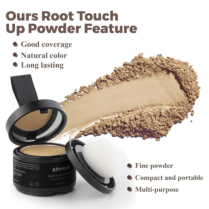 Instant Hairline Powder, Root Touch Up Hair Color for Gray Coverage and Thinning Hair, Root Cover Up Conceals Hair Loss & Bald Spots, Natural and Non-Greasy Hair Color for Women & Men, Medium-Brown