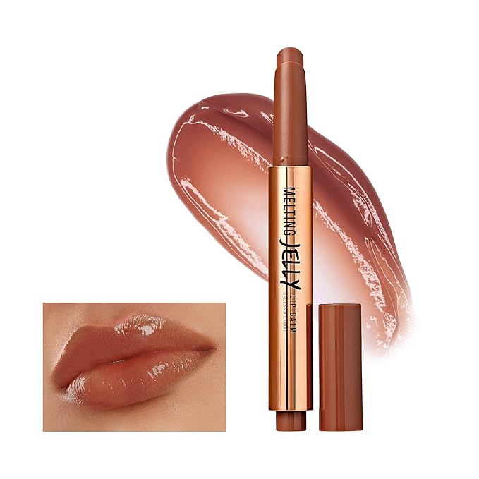 KISS NEW YORK Professional Melting Jelly Lip Balm, High Shine & Moisturizing Lip Stick, Long Lasting, Plumping Effect Look, Non-Sticky & Not Cakey, Easy Application & Natural Coverage (Chocolate)