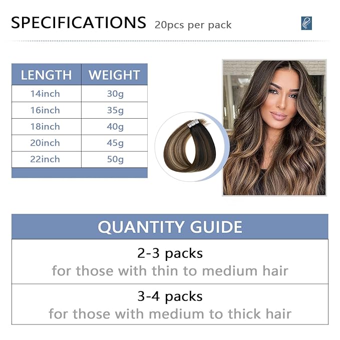 COOKAYU Invisible Tape in Hair Extensions Human Hair, Invisi Edge Tape in extensions Natural Black to Medium Brown and Caramel blonde 22Inch 20pcs 50g Straight Invisible Hair Extensions