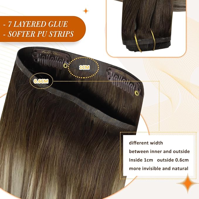 Full Shine Ombre Clip in Hair Extensions Human Hair Light Blonde Mix Light Brown Seamless Human Hair Clip in Extension for Short Hair Thick Ends 12 Inch 8 PCS 95 G
