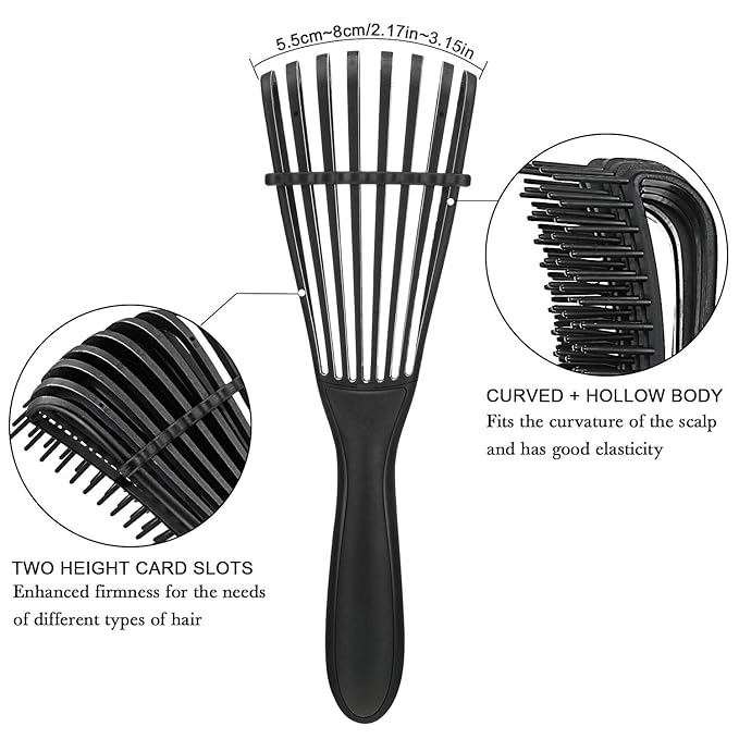 2 Pieces Detangling Brush for Afro America/African Hair Textured 3a to 4c Kinky Wavy/Curly/Coily/Wet/Dry/Oil/Thick/Long Hair, Knots Detangler Easy to Clean (Beige, Black)