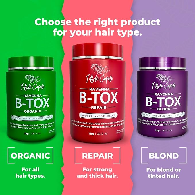I Belli Capelli Ravenna Repair B-tox Hair Treatment -Cirugia Capilar Para El Cabello, Formaldehyde-Free, Long Lasting, Anti-Frizz, Smoothing, 35.2 oz (1kg)