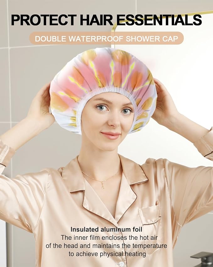 YIZIJIZI 2 Pieces Heat Cap for Deep Conditioning, Conditioning Cap Made of Aluminum Foil for Home and Salon Use, Hair Dyeing（Yellow, small）
