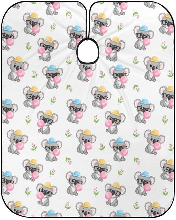 Extra Long Salon Cape, Bubble Gum Koala White Dyeing Salon Apron Shampoo Cutting Household Capes Wrap for Hair Salon