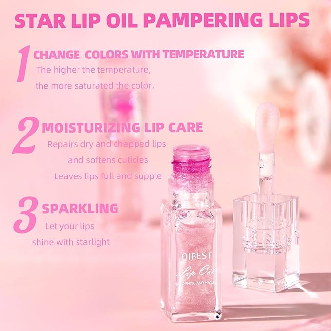 Magic Color Changing Moisturizing Lip Glow Oil Plumping Glimmer Glow Lipstick, Hydrating Lip Gloss Lip Balm Transparent Lip Care, Long Lasting Moisturizing Non-sticky Fresh Texture Lip Oil