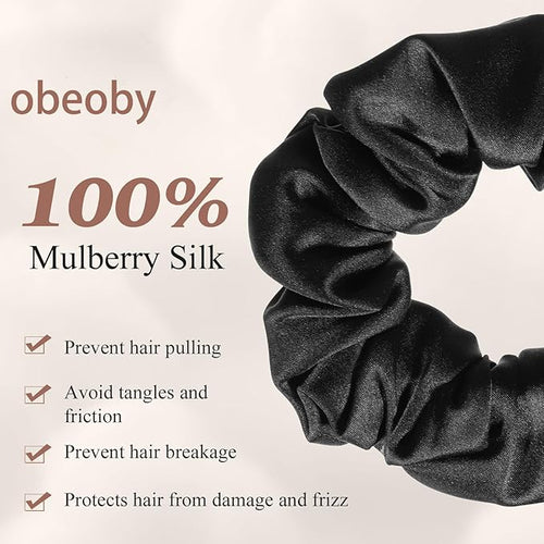 4 Pack 100% Mulberry Silk Scrunchies, Soft Silk Hair Ties for Hair No Damage Scrunchies for Women Girls