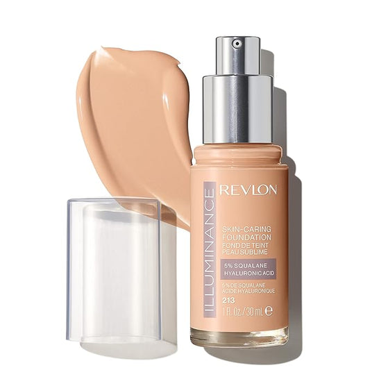 Revlon Illuminance Skin-Caring Liquid Foundation, Hyaluronic Acid, Hydrating and Nourishing Formula with Medium Coverage, 213 Light Natural (Pack of 1)