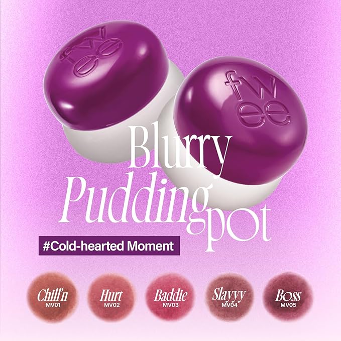 Lip&Cheek Blurry Pudding Pot | Cold-hearted Moment - Baddie | Makeup Blush, Buildable Lightweight, Multi-Use Soft Matte Finish | 5g