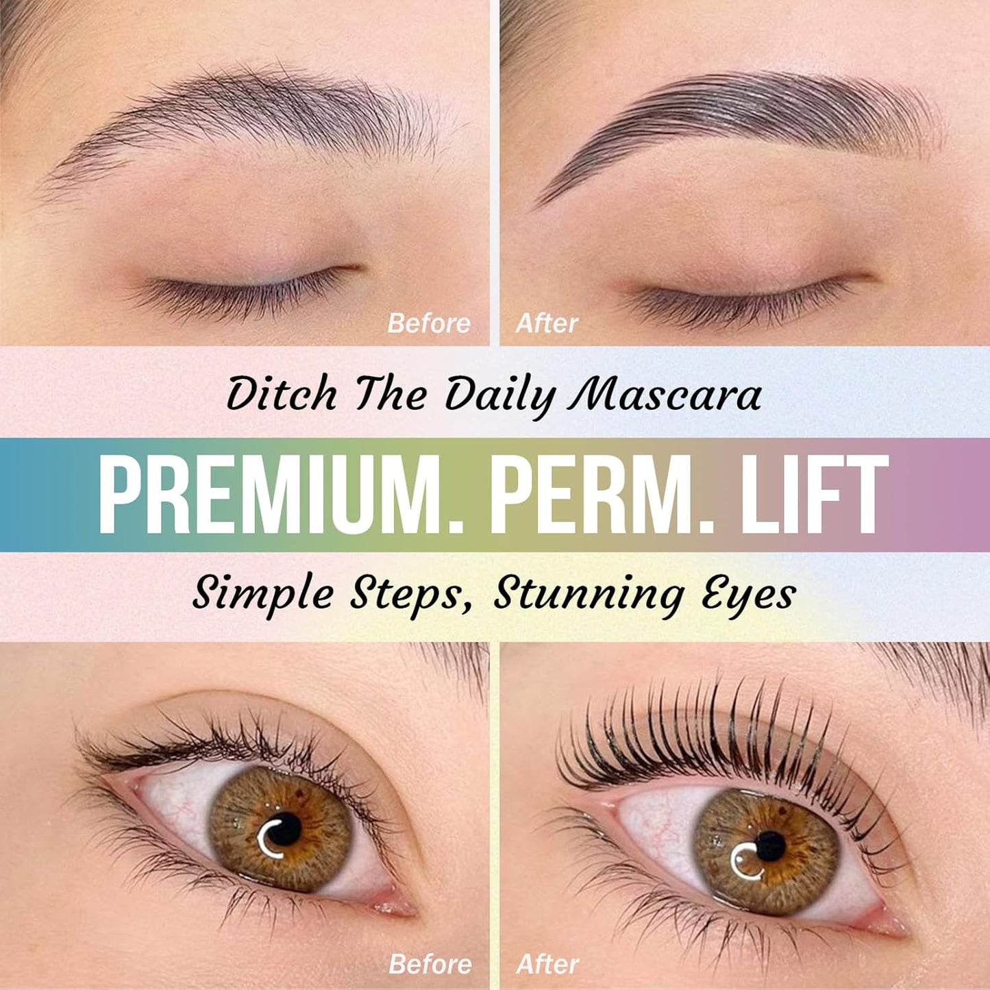 PERMANIA Lash Lift Kit, Tube Design Easy to Apply Brow Lamination Kit, for Natural Results Instant Lifting & Curling with Detailed Instruction (with Liquid Glue)