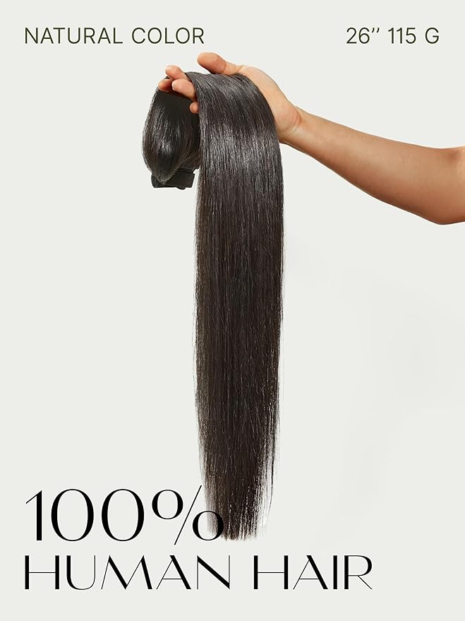 Frodio Clip in Ponytail Extension Human Hair for women Straight 18 Inches Long Straight Hair drawstring Ponytail Natural Color